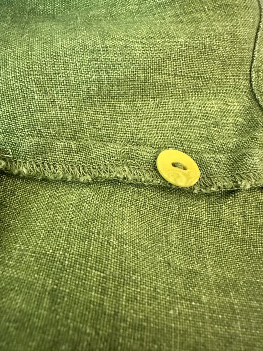 Eileen Fisher XL 100% Irish Linen Green Button Front Jacket Top - Picture 5 of 7